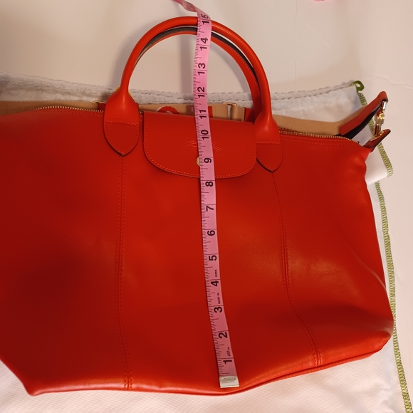 Longchamp Le Pliage Cuir Leather Satchel Handbag Purse - Picture 10 of 15